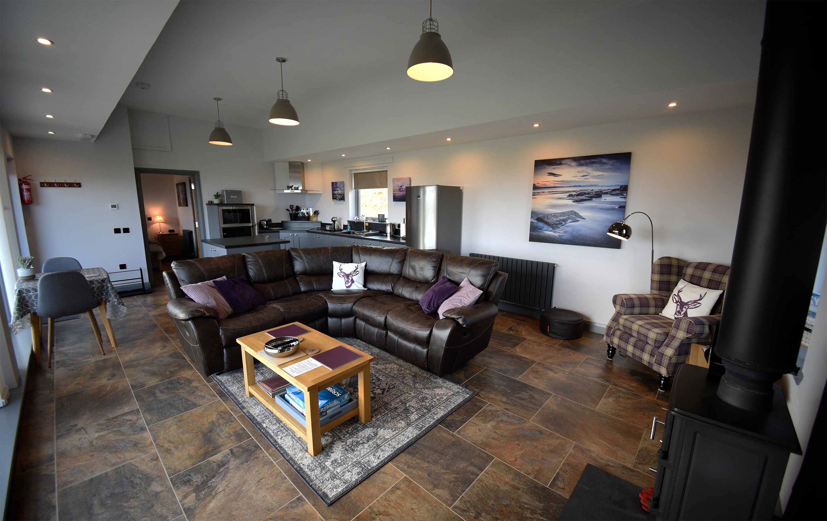Brogaig Cottages self catering accommodation on the Isle of Skye with sea views and open plan