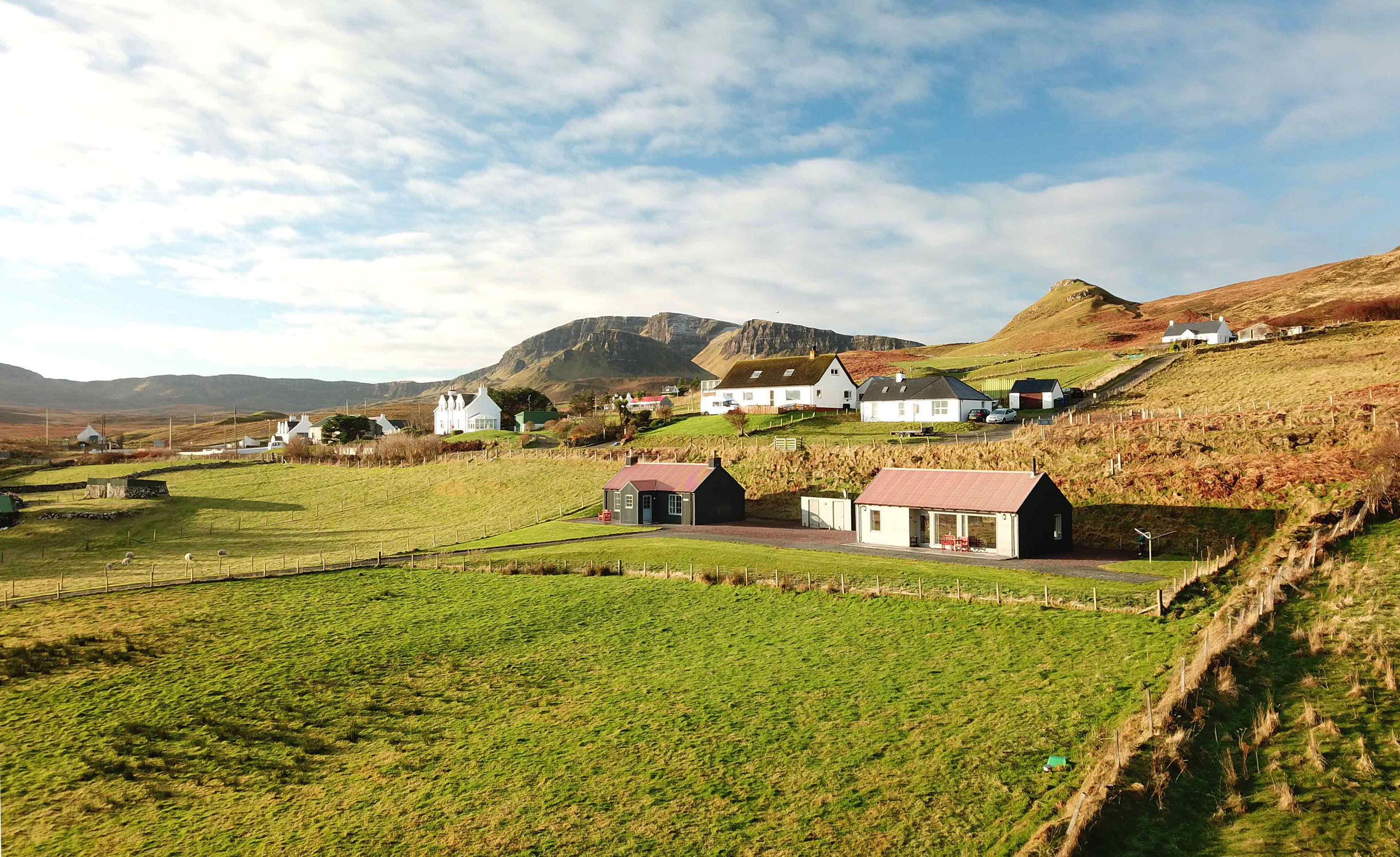Brogaig Cottages in Staffin are a great option for those seeking a walking holiday nestled below the mountains of the Isle of Skye